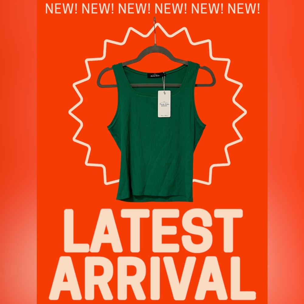 NWT- Trendy Queen Vibrant Green Tank Top - Women’s Large